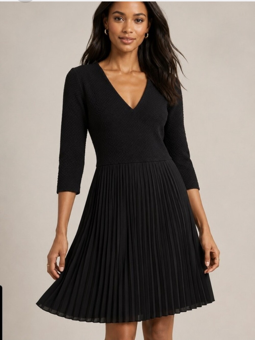 ​GANNI x Anthropologie Fulton Black Pleated Crossknit Dress Size Small